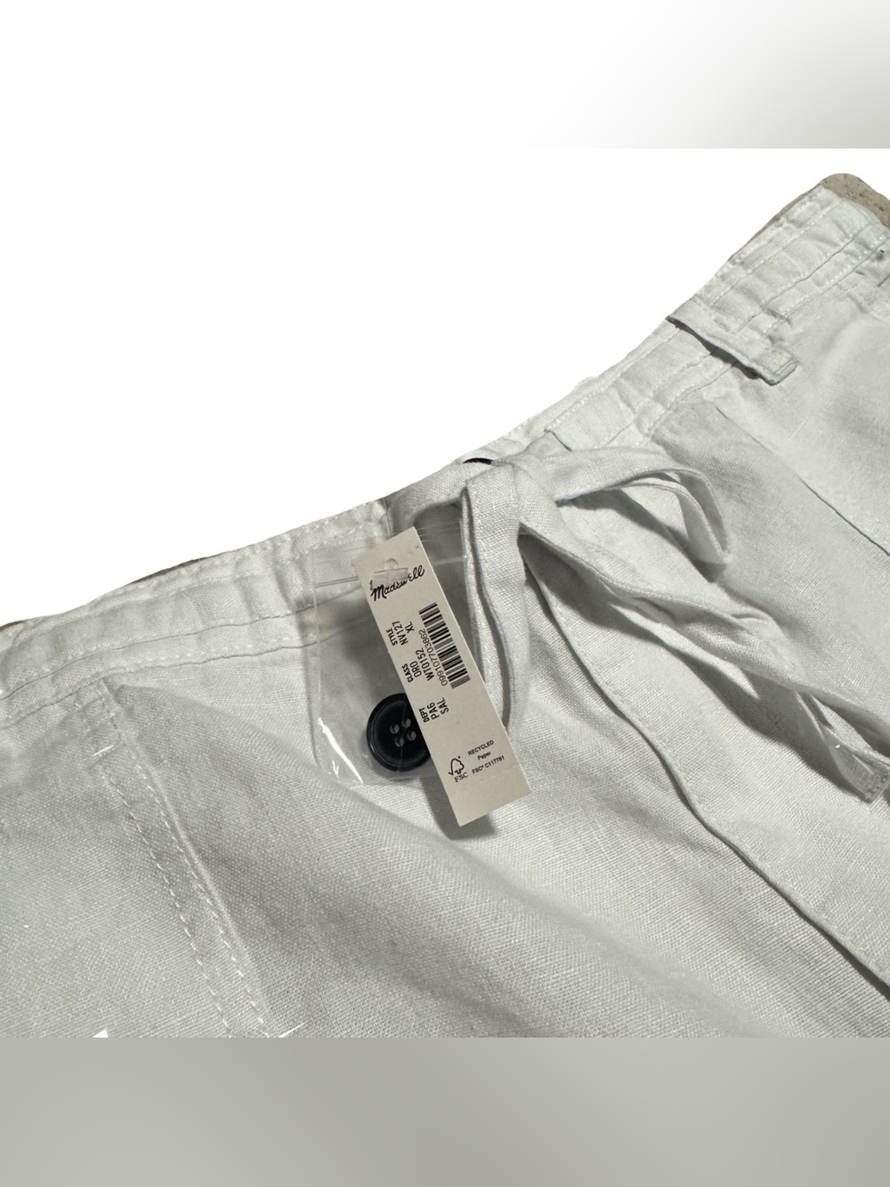 Madewell Pull On Drawstring Shorts 100% Linen White Vacation Resort XL NWT - Picture 6 of 7